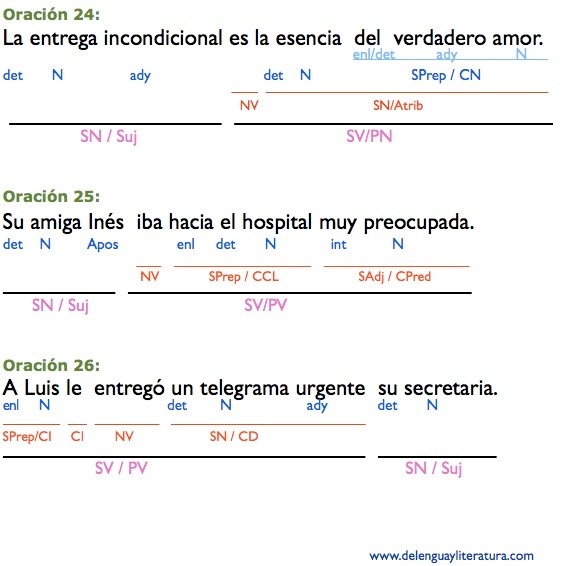 Oraciones Simples Analizadas 24 A 29